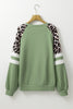 Black Leopard Print Colorblock Raglan Sleeve Sweatshirt