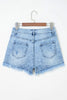 Beau Blue Distressed Acid Wash Denim Hot Shorts