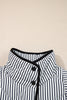 Black Stripe Contrast Trim Snap Button Collared Winter Vest
