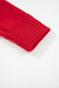 Racing Red Collared V Neck Ribbed Edge Sexy Elegant Sweater