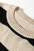 Brown Stripe Drop Shoulder Sleeve Patchwork Baggy Sweater