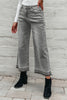 Gray Raw Hem Straight Leg Loose High Waist Jeans