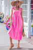 Bonbon Solid Color Ruffle Trim High Waist Sleeveless Maxi Dress
