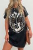 Black Nashville Guitar Print Crew Neck T Shirt Mini Dress