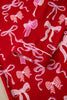 Red Sweet Bow Print Shirt Style Top Long 2pcs Pajama Set