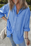 Blue Boyfriend Chest Pocket Tunic Shirt