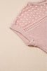Light Pink Lace Patchwork Waffle Short Sleeve Top
