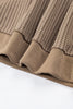 Casual Solid Color Textured Snap Button Collared Baggy Top