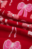 Red Sweet Bow Print Ruffled Short Sleeve Shirt Shorts 2pcs Pajama Set