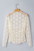 Jet Stream Sheer Floral Mesh Ruched Long Sleeve Top