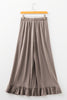 Jungle Green Ruffled Wide Leg Pull On High Waist Pants with Pockets