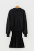 Black High Neck Puff Sleeve Sweater Pleated Mini Skirt 2pcs Knitted Outfit