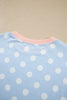 Pink Polka Dot Contrast Trim Long Sleeve Top Drawstring Shift Pants Set