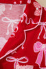Red Sweet Bow Print Shirt Style Top Long 2pcs Pajama Set