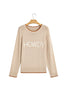 Parchment Corder HOWDY Letter Graphic Crew Neck Relaxed Sweater
