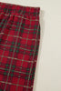 Red Plus Size Plaid Short Sleeve Shirt Loose Pants 2pcs Pajama Set