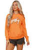 Grapefruit Orange Spooky Graphic Halloween Crew Neck Holiday Sweatshirt