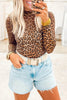 Brown Leopard Mock Neck Long Sleeve Mesh Top