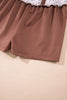 Brown Polka Dot Two Piece Set Long Sleeve Casual Skirt Set