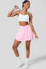Pink Solid Pocketed Crossover High Waist Swim Skort