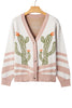 Apricot Desert Cactus Buttoned Front Sweater Cardigan