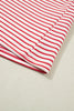 Red Stripe Quarter Zip Polo Collar T Shirt Dress with Pockets