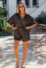 Brown V Neck Collar Leopard Printed 2pcs Short Set