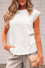 White Lace Patchwork Cap Sleeve Round Neck T Shirt