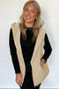 Pale Khaki Quilted Padded Casual Winter Jacket Vest with Fleece Lining