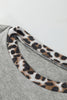 Gray Color Block Leopard Patchwork Dolman Sleeve High Low Baggy Sweatshirt