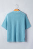 Mist Blue Exposed Seam Detail Half Sleeve Loose Sweater