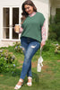 Mist Green Plus Size Solid Color Textured Knit Short Sleeve Sweater