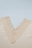 Apricot Lace Splicing V Neck Long Sleeve Top