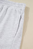 Light Grey Girly Bow Embroidered Puff Sleeve Pullover Loose Shorts Plus 2pcs Outfit