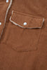 Cinnamon Fleece Lined Buttoned Flap Pockets Corduroy Jacket