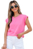Bonbon Braided Cap Sleeve Crew Neck T Shirt