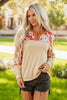 Parchment Floral Plaid Patchwork Casual Top