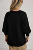 Delicacy Exposed Seam Textured Knit V Neck Pullover Top