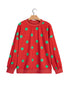 Red Polka Dot Print Contrast Detail Oversized Tunic Sweatshirt
