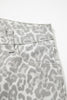 Gray Leopard Frayed Edge Wide Leg High Waist Jeans