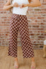Sky Blue Checkered Elastic High Waist Loose Casual Pants