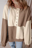 Color black Colorblock Henley High Low Oversize Sweatshirt