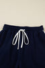 Bluing Colorful Striped Accent Varsity Long Sleeve Pullover and Shorts Matching Set