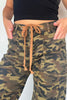 Multicolour Camouflage Print Retro Grommet Tie Waist Loose Jeans