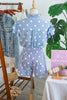 Sky Blue Polka Dot Print Shirred High Waist Casual Shorts