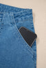Dusk Blue Retro Washed Patch Pocket Loose Jeans