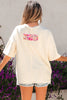 Jet Stream Floral Patched Raw Seam Big Flower Oversize Tee