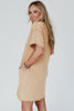 Pale Khaki Mineral Wash Stud Beaded Star Graphic Pocketed T Shirt Dress