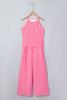 Blue Polka Dot Print Slim Tank Loose Pants 2pcs Outfit