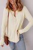 Oatmeal Textured Knit Half Buttons Henley Top